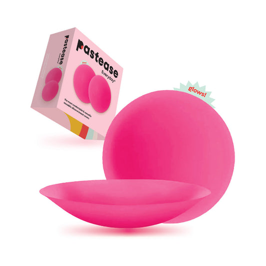 PASTEASE - HALOS REUSABLE STICKY ADHESIVE SILICONE NIPPLE COVER NEON PINK GLOW-IN-THE-DARK SMALL A-C CUP