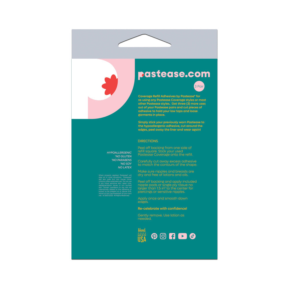 PASTEASE - REFILLS COVERAGE: THREE PAIR DOUBLE STICK ADHESIVE SQUARES