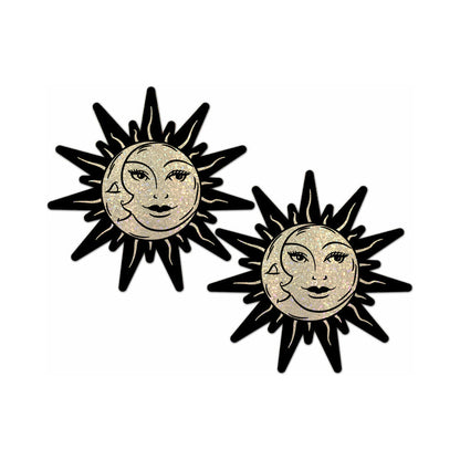 PASTEASE SUNBURST: SUN & MOON FACES ON GOLD GLITTER SUN PASTIES