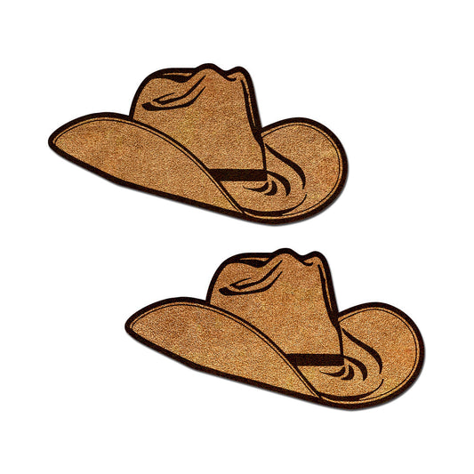 PASTEASE WILD WEST BROWN SUEDE COWBOY HAT NIPPLE PASTIES STYLISH NIPPLE COVERS