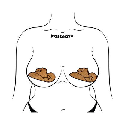 PASTEASE WILD WEST BROWN SUEDE COWBOY HAT NIPPLE PASTIES STYLISH NIPPLE COVERS