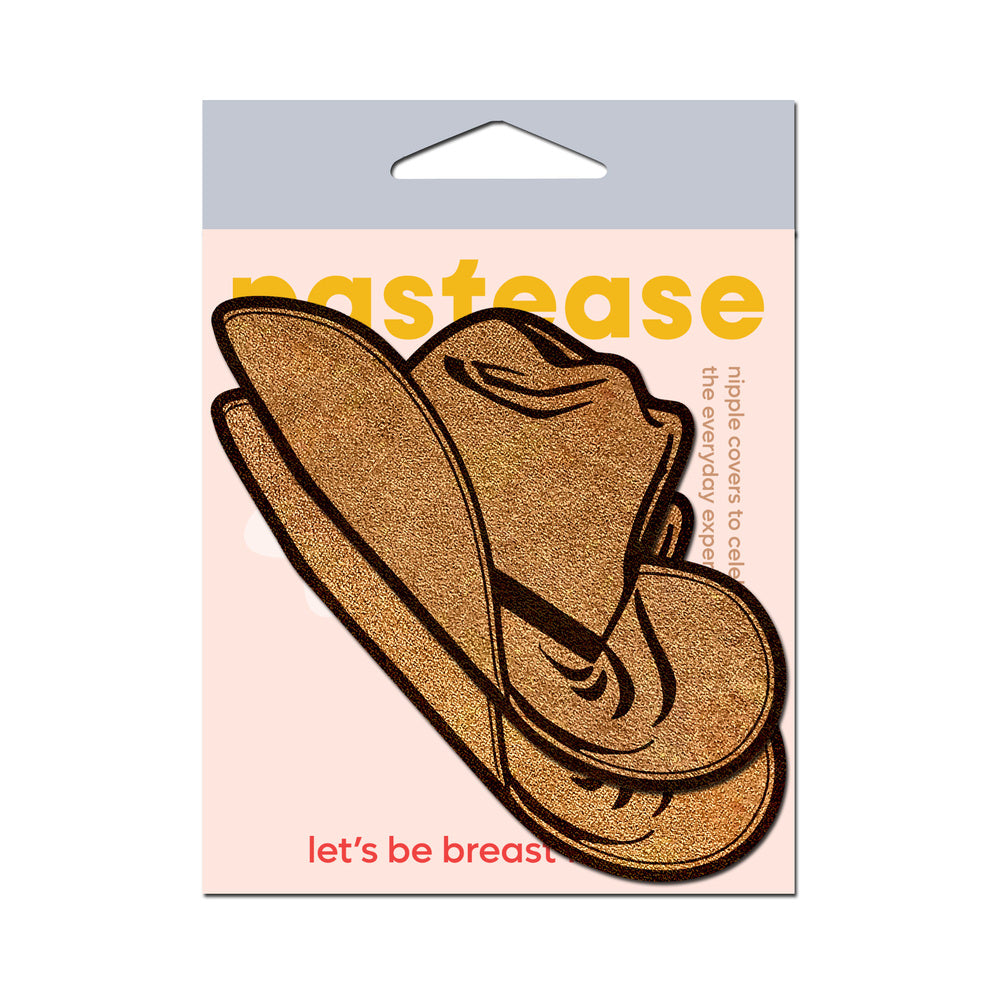 PASTEASE WILD WEST BROWN SUEDE COWBOY HAT NIPPLE PASTIES STYLISH NIPPLE COVERS