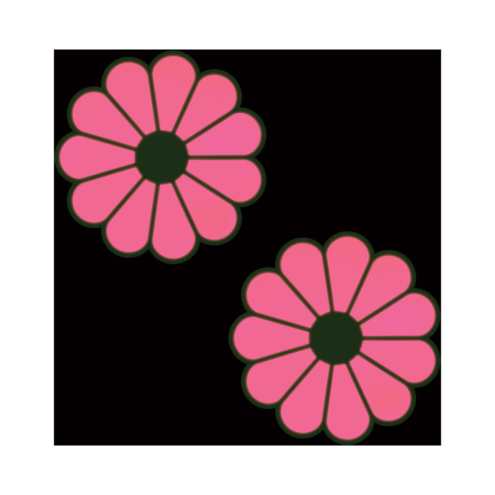 DAISY: NEON GREEN & GLOW-IN-THE-DARK NEON PINK PETAL PASTIES NIPPLE COVERS