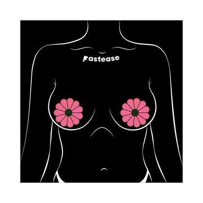 PASTEASE DAISY: NEON GREEN & GLOW-IN-THE-DARK NEON PINK PETAL PASTIES NIPPLE COVERS