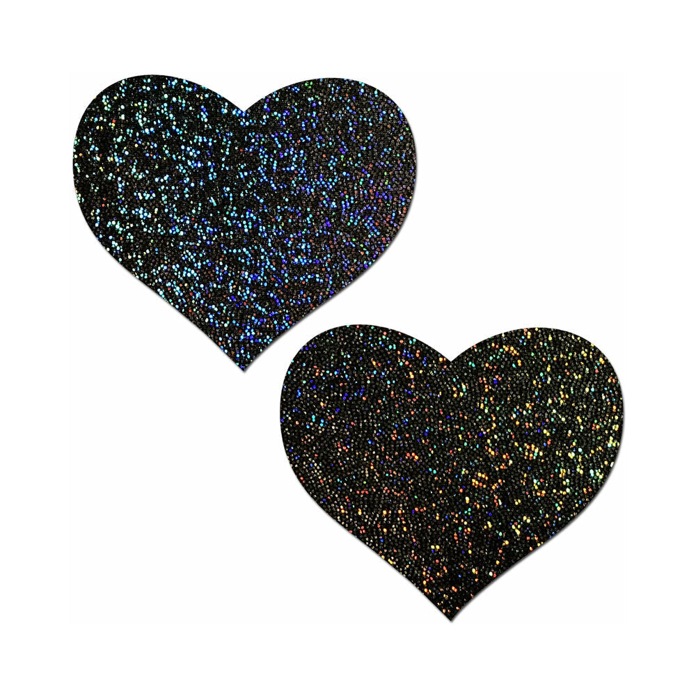 PASTEASE LOVE: BLACK GLITTER HEARTS PASTIES