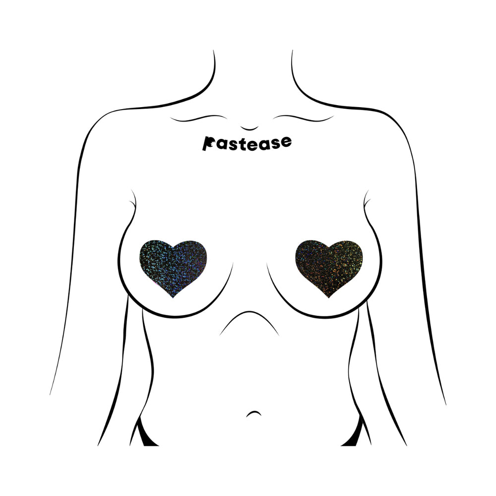 PASTEASE - LOVE: BLACK GLITTER HEARTS PASTIES