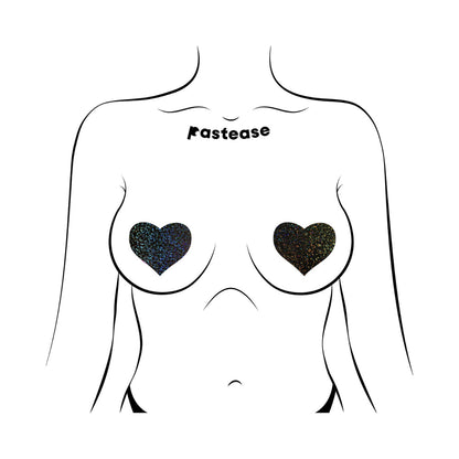 PASTEASE - LOVE: BLACK GLITTER HEARTS PASTIES