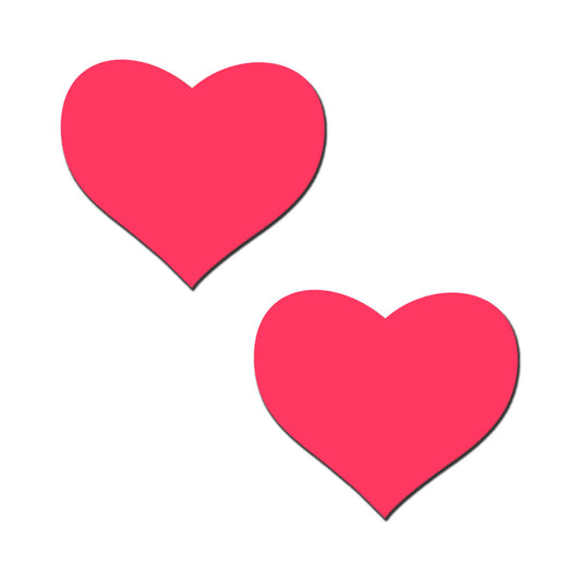 PASTEASE LOVE: GLOW-IN-THE-DARK NEON PINK HEART PASTIES NIPPLE COVERS