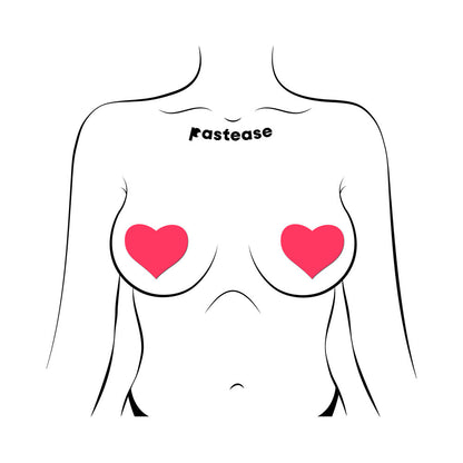PASTEASE LOVE: GLOW-IN-THE-DARK NEON PINK HEART PASTIES NIPPLE COVERS