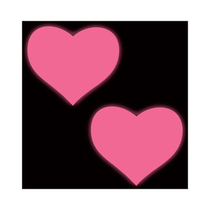 PASTEASE LOVE: GLOW-IN-THE-DARK NEON PINK HEART PASTIES NIPPLE COVERS