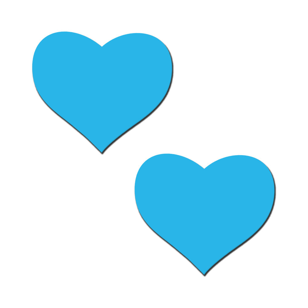PASTEASE LOVE: GLOW-IN-THE-DARK NEON TURQUOISE HEART PASTIES NIPPLE COVERS