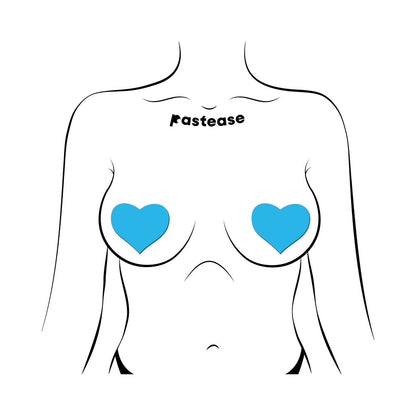 PASTEASE LOVE: GLOW-IN-THE-DARK NEON TURQUOISE HEART PASTIES NIPPLE COVERS