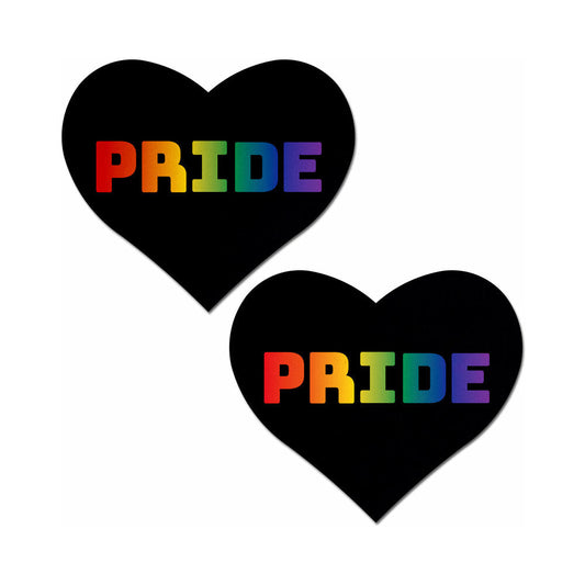 PASTEASE LOVE: RAINBOW ''PRIDE'' ON BLACK HEART PASTIES
