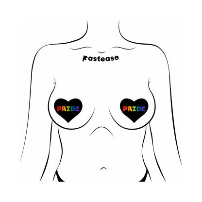 PASTEASE LOVE: RAINBOW ''PRIDE'' ON BLACK HEART PASTIES