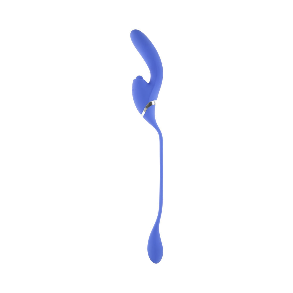 EVOLVED ALL IN RECHARGEABLE DUAL VIBRATING TAPPING VIBE SILICONE BLUE
