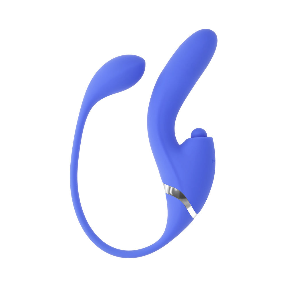 EVOLVED ALL IN RECHARGEABLE DUAL VIBRATING TAPPING VIBE SILICONE BLUE