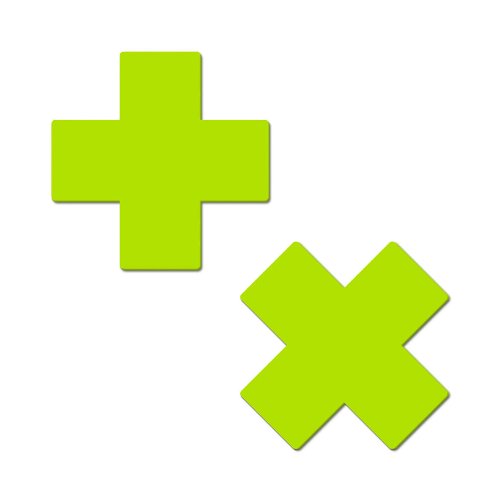 PASTEASE - X: GLOW IN THE DARK NEON CROSS PASTIES NIPPLE COVERS