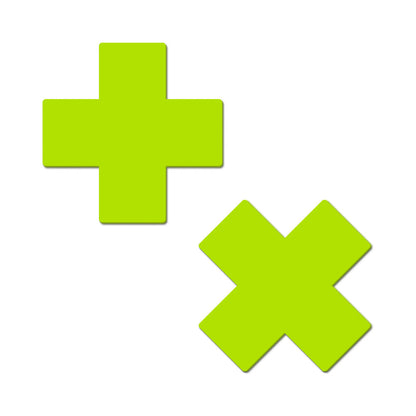 PASTEASE - X: GLOW IN THE DARK NEON CROSS PASTIES NIPPLE COVERS