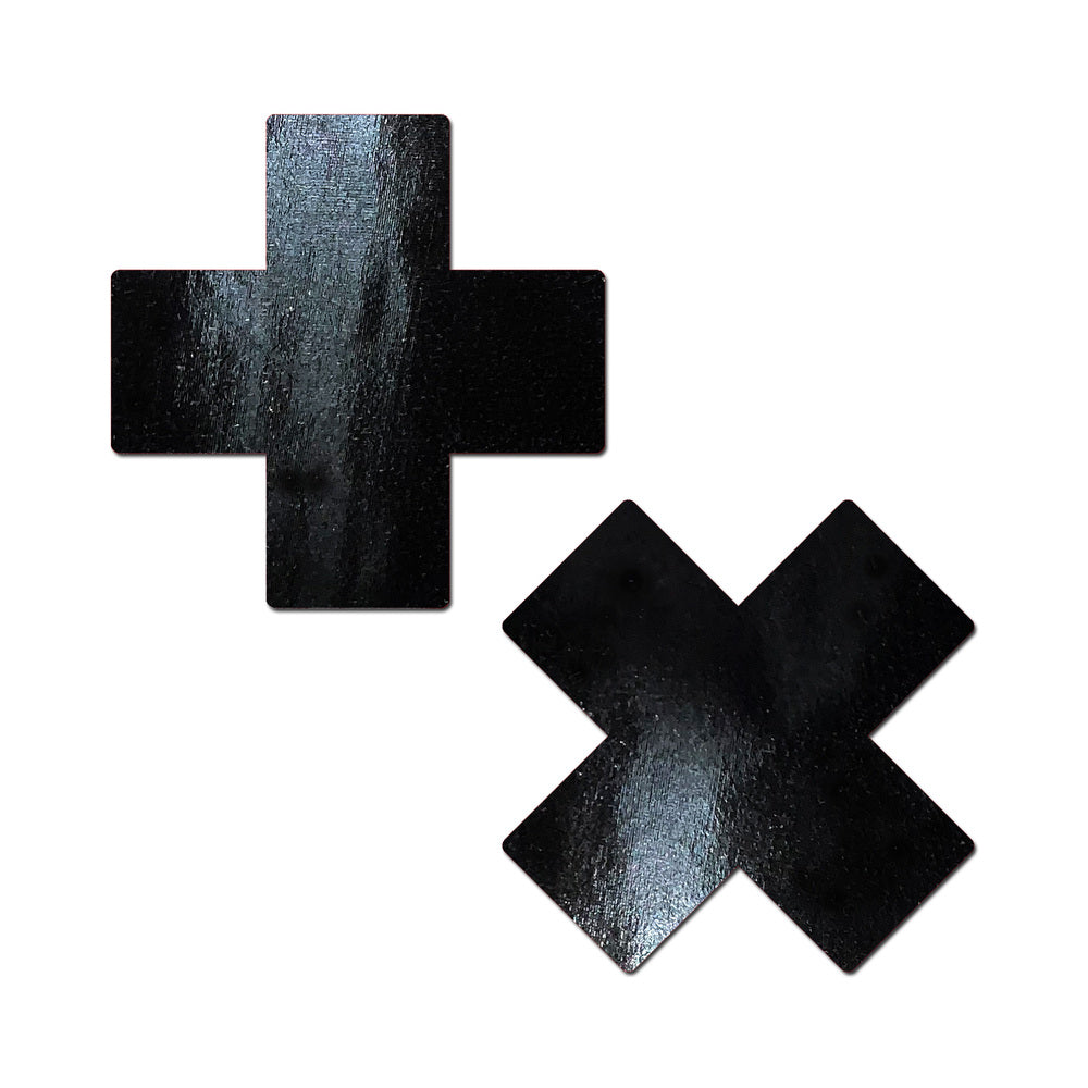 PASTEASE - X: FAUX LATEX PLEATHER VINYL CROSS PASTIES