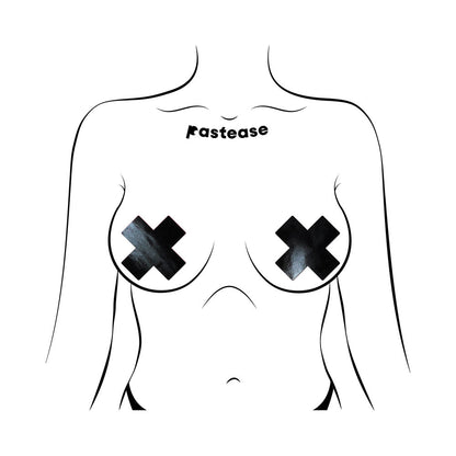 PASTEASE - X: FAUX LATEX PLEATHER VINYL CROSS PASTIES