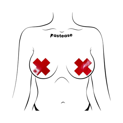 PASTEASE - X: FAUX LATEX PLEATHER VINYL CROSS PASTIES