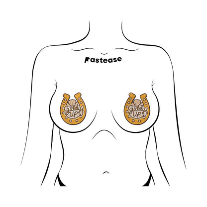 PASTEASE - GIDDY UP SPARKLING HORSESHOE GOLDEN NIPPLE COVERS