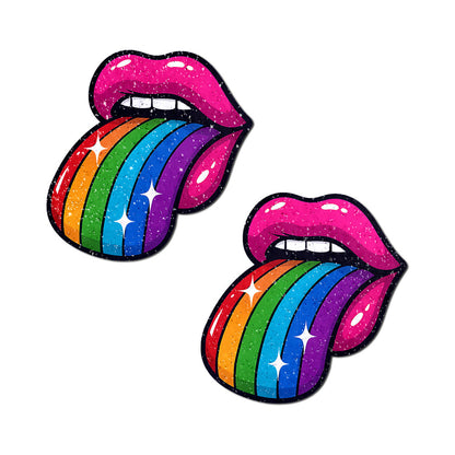 PASTEASE - TASTE THE RAINBOW SPARKLING TONGUE OUT BREAST COVERS