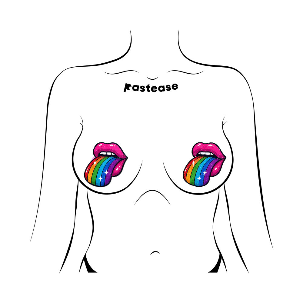 PASTEASE TASTE THE RAINBOW SPARKLING TONGUE OUT BREAST COVERS