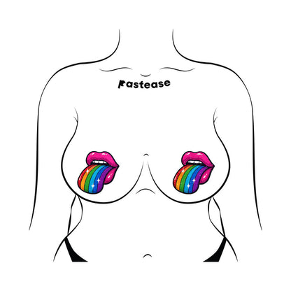 PASTEASE TASTE THE RAINBOW SPARKLING TONGUE OUT BREAST COVERS