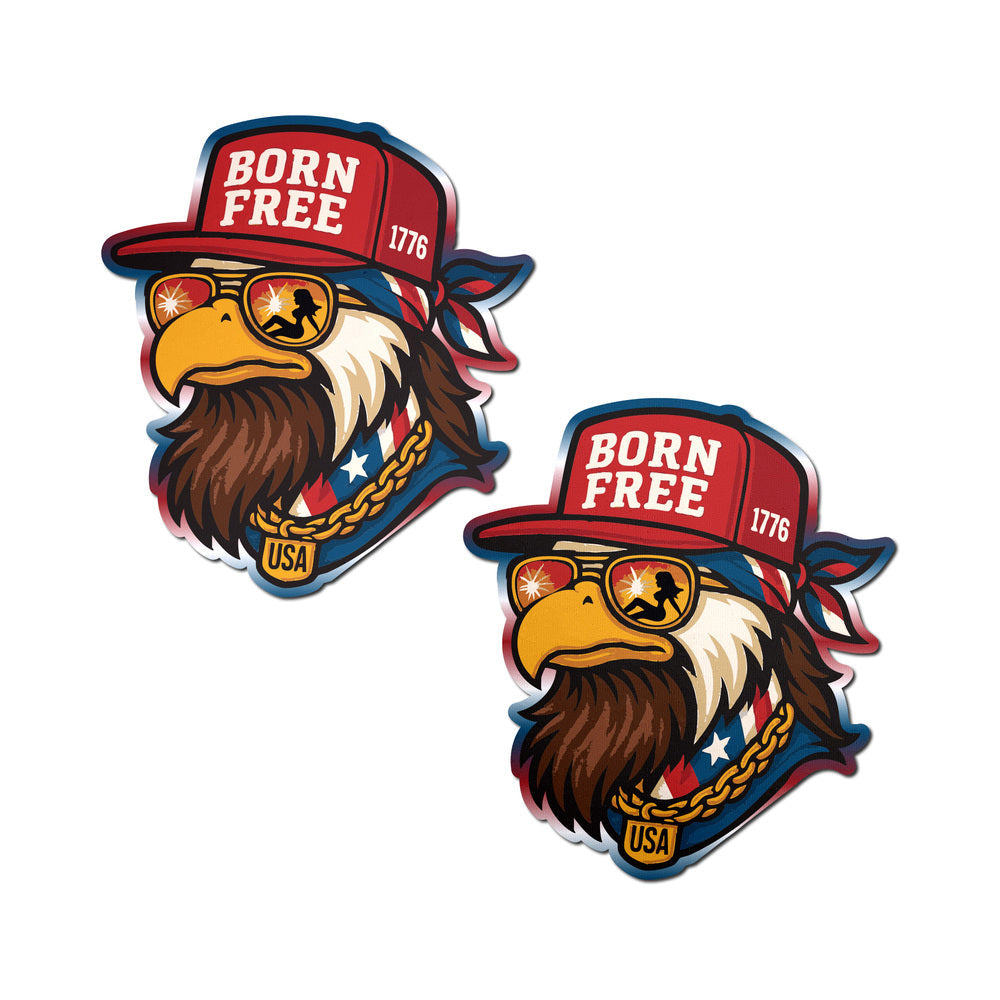 PASTEASE - PATRIOTIC BORN FREE RED WHITE & BLUE AMERICAN GLORY EAGLE NIPPLE COVERS
