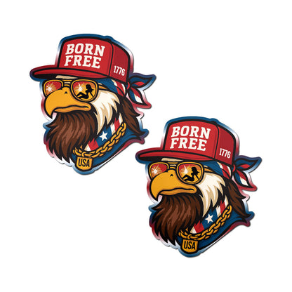PASTEASE - PATRIOTIC BORN FREE RED WHITE & BLUE AMERICAN GLORY EAGLE NIPPLE COVERS