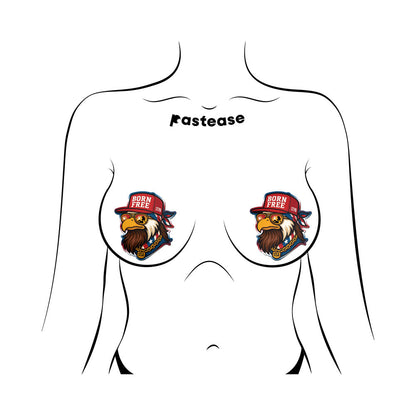PASTEASE - PATRIOTIC BORN FREE RED WHITE & BLUE AMERICAN GLORY EAGLE NIPPLE COVERS