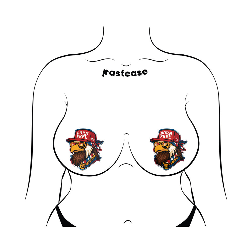 PASTEASE - PATRIOTIC BORN FREE RED WHITE & BLUE AMERICAN GLORY EAGLE NIPPLE COVERS