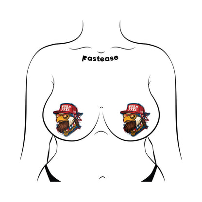 PASTEASE - PATRIOTIC BORN FREE RED WHITE & BLUE AMERICAN GLORY EAGLE NIPPLE COVERS