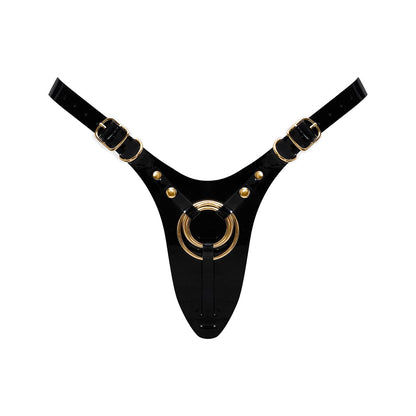 STRAP-ON-ME LEATHERETTE HARNESS FABULOUS ONE SIZE BLACK GLOSSY