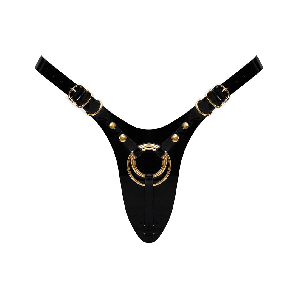 LOVELY PLANET - STRAP-ON-ME LEATHERETTE HARNESS FABULOUS ONE SIZE BLACK GLOSSY