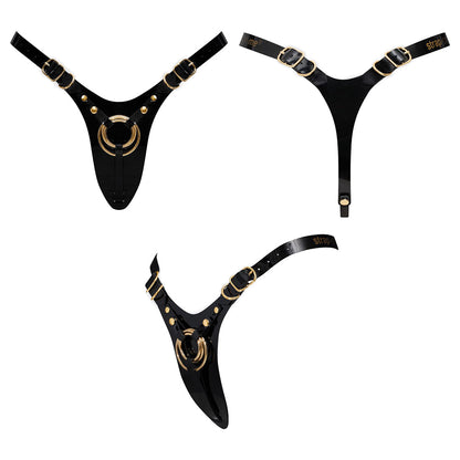 STRAP-ON-ME LEATHERETTE HARNESS FABULOUS ONE SIZE BLACK GLOSSY