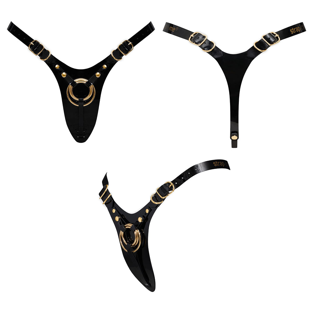 LOVELY PLANET - STRAP-ON-ME LEATHERETTE HARNESS FABULOUS ONE SIZE BLACK GLOSSY