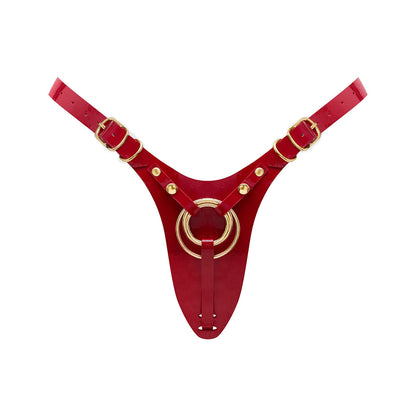 STRAP-ON-ME LEATHERETTE HARNESS FABULOUS ONE SIZE RED GLOSSY