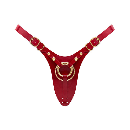 STRAP-ON-ME LEATHERETTE HARNESS FABULOUS ONE SIZE RED GLOSSY