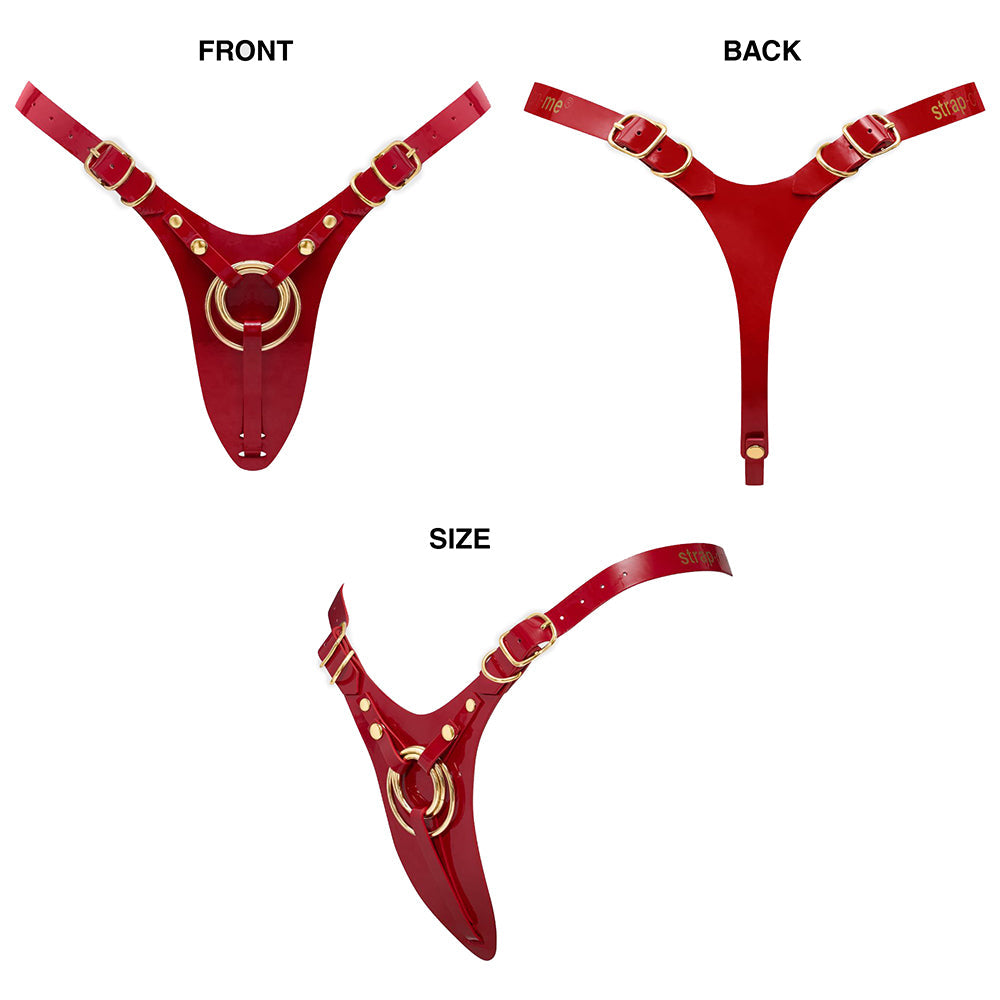 STRAP-ON-ME LEATHERETTE HARNESS FABULOUS ONE SIZE RED GLOSSY