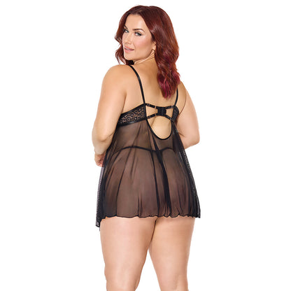 COQUETTE PLEASURE BABYDOLL & G-STRING BLACK QUEEN SIZE