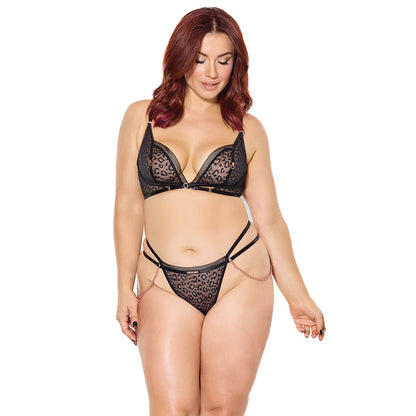 PLEASURE BRA & G-STRING BLACK QUEEN SIZE