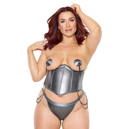 COQUETTE PLEASURE WAIST CINCHER GREY QUEEN SIZE