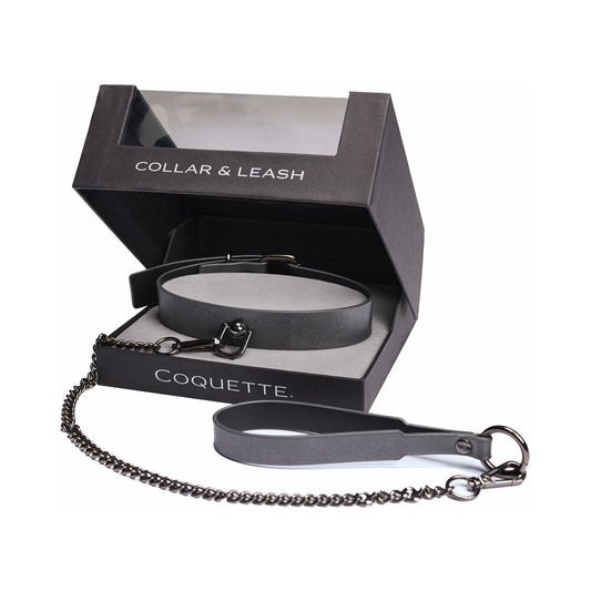 COQUETTE - PLEASURE COLLAR & LEASH GREY
