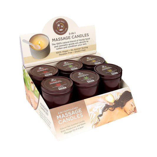EARTHLY BODY - HEMP SEED HOLIDAY CANDLE PRE PACK: MISTLETOE MISCHIEF, TINSEL TEASE, YULE BE BEGGING