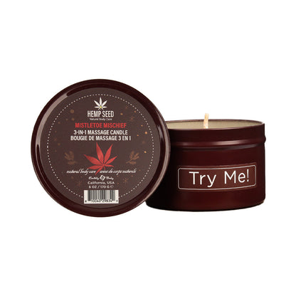 EARTHLY BODY - HEMP SEED HOLIDAY CANDLE PRE PACK: MISTLETOE MISCHIEF, TINSEL TEASE, YULE BE BEGGING