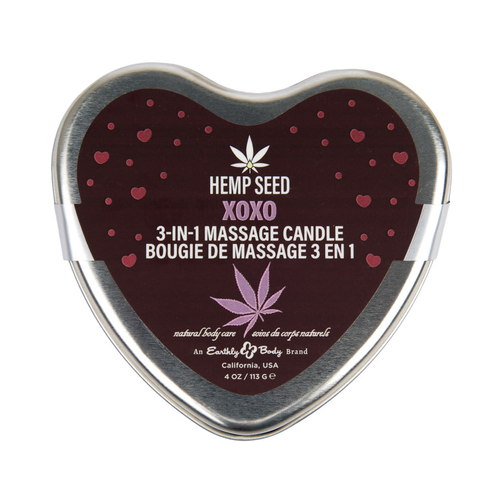 HEMP SEED 3-IN-1 VALENTINE HEART MASSAGE CANDLE XOXO 4.7 OZ.