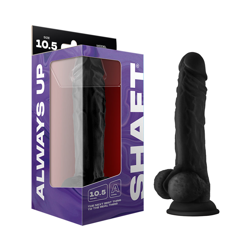 SHAFT MODEL A 10.5 IN. LIQUID SILICONE DONG WITH BALLS BLACK