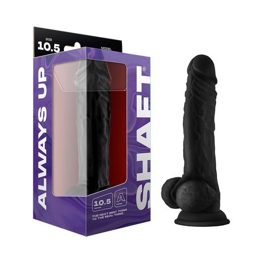SHAFT MODEL A 10.5 IN. LIQUID SILICONE DONG WITH BALLS BLACK